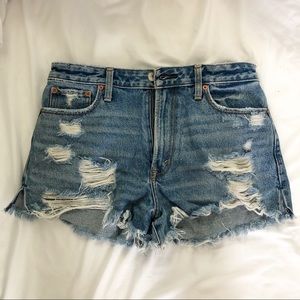 A&F High Waisted, Distressed Jean Shorts